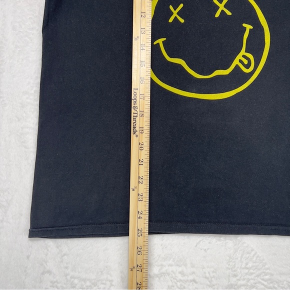 Nirvana Shirt Adult Medium Short Sleeve Black Smiley Face - Picture 6 of 9